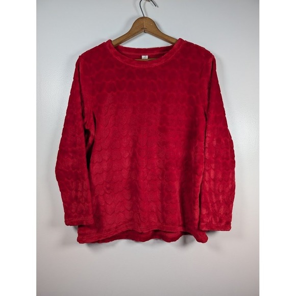 HUE Sweaters - HUE Women's Fleece Pullover Top Size XL Valentine's Day Heart Love‎ Cozy Soft